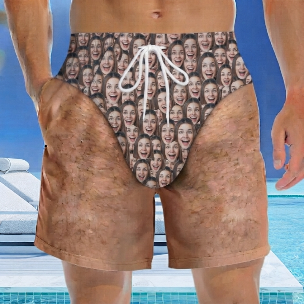 Custom Funny Men Swim Trunks Novelty Optical Illusion Swim Shorts Funny Novelty Party Board Shorts Gift for Husband Boyfriend