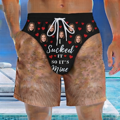 Custom Funny Men Swim Trunks Novelty Optical Illusion Swim Shorts Funny Novelty Party Board Shorts Gift for Husband Boyfriend