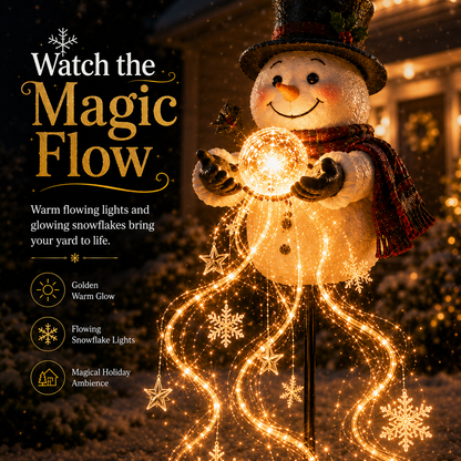 🎄49% OFF🎄 Snowman Magic Fountain-Flowing Snowflake LED Christmas Garden Light❄️
