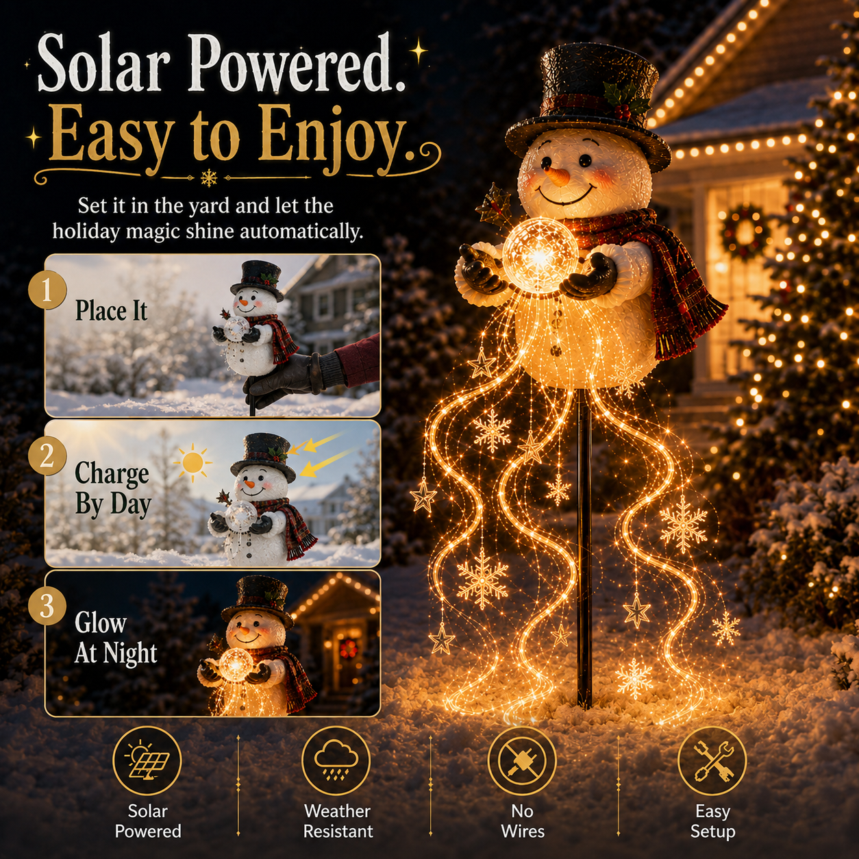 🎄49% OFF🎄 Snowman Magic Fountain-Flowing Snowflake LED Christmas Garden Light❄️