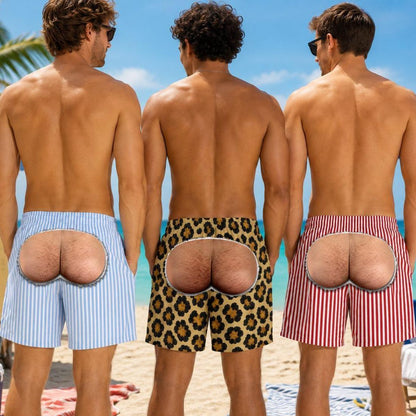 Custom Funny Men Swim Trunks Novelty Optical Illusion Swim Shorts Funny Novelty Party Board Shorts Gift for Husband Boyfriend