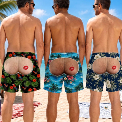 Custom Funny Men Swim Trunks Novelty Optical Illusion Swim Shorts Funny Novelty Party Board Shorts Gift for Husband Boyfriend